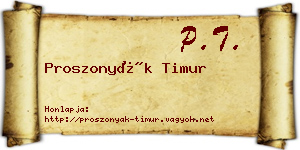 Proszonyák Timur névjegykártya